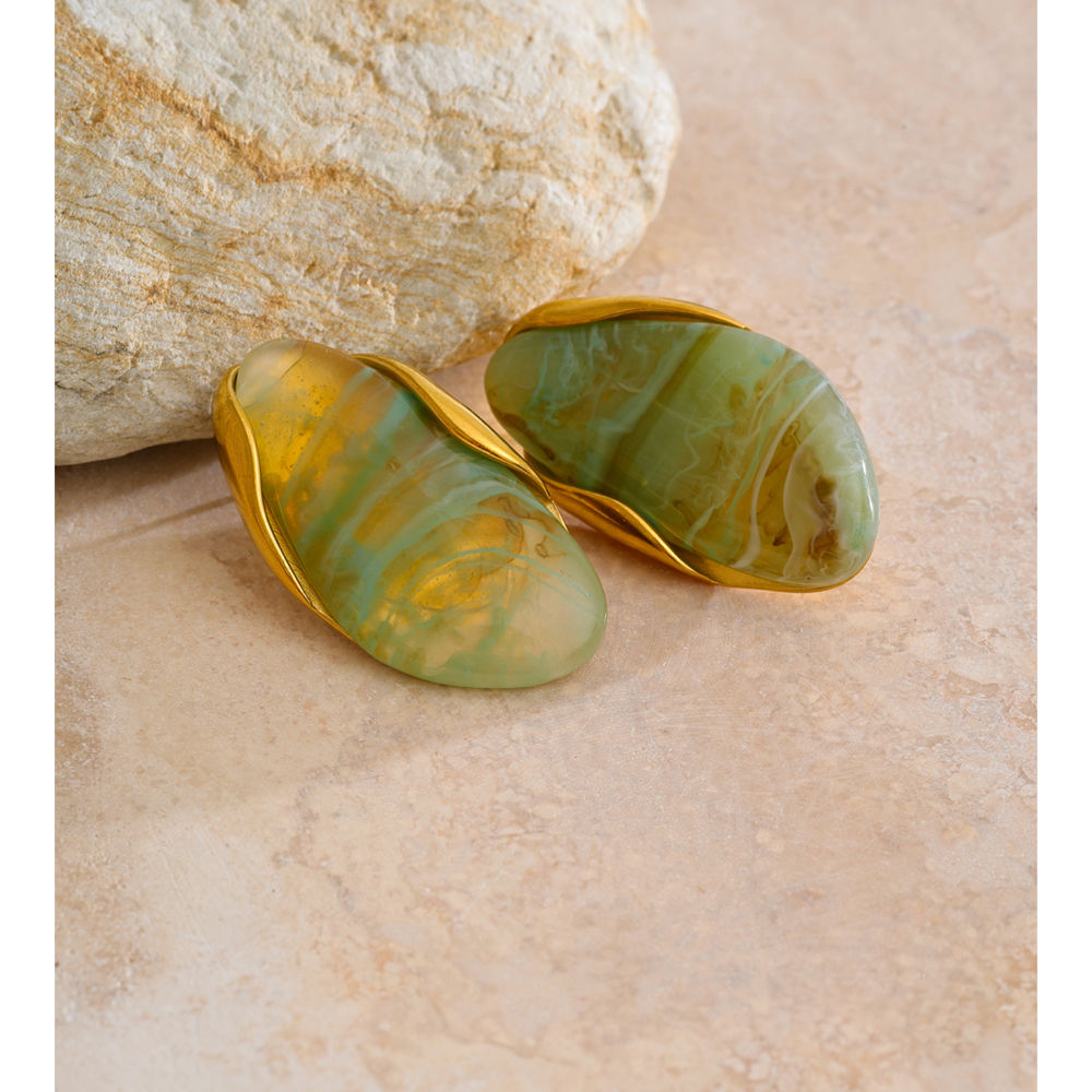 oblong Resin Geometric Stud Earrings f