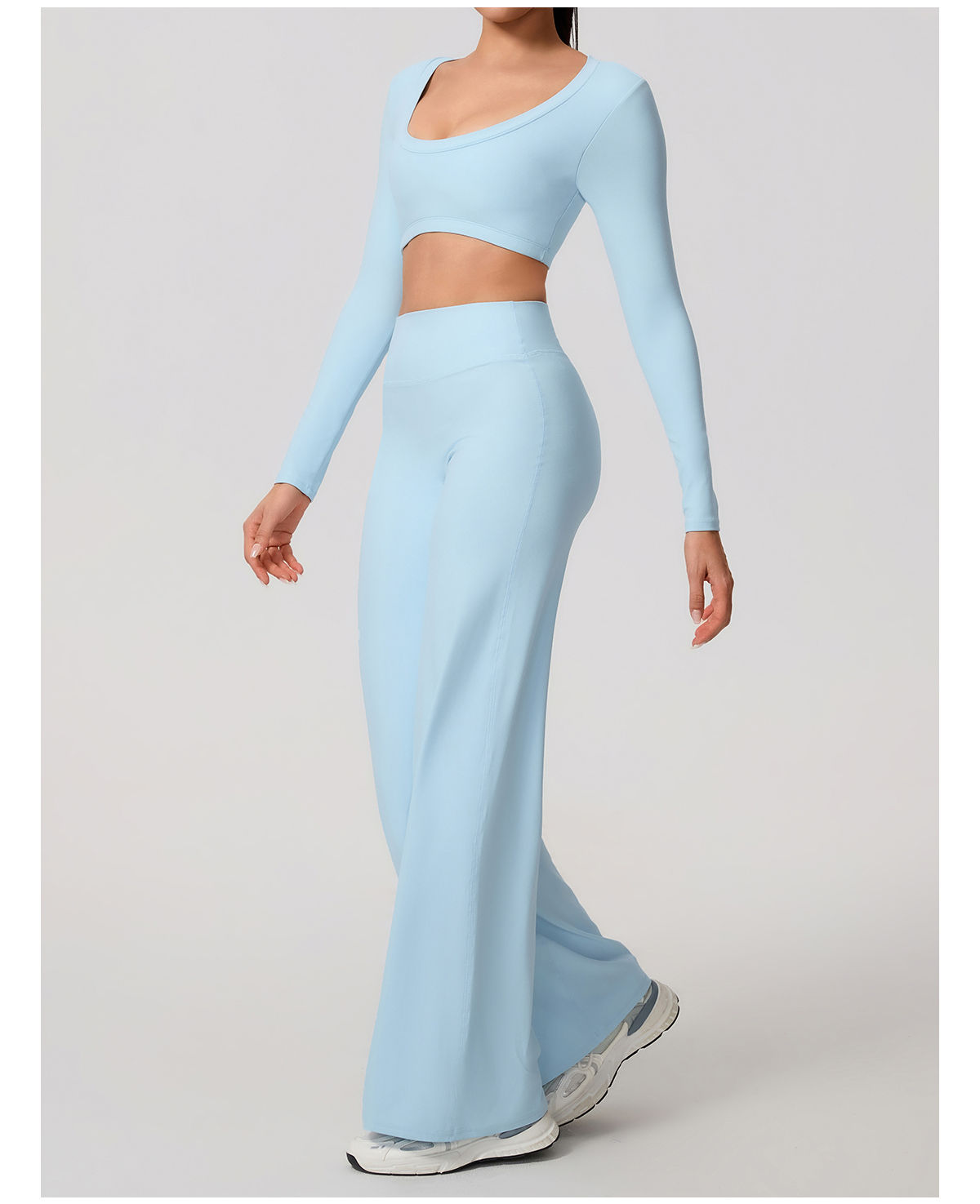 Hearuisavy Sports Set 2Pcs Women's  Long Sleeve Backless Fitted Fitness Top Push