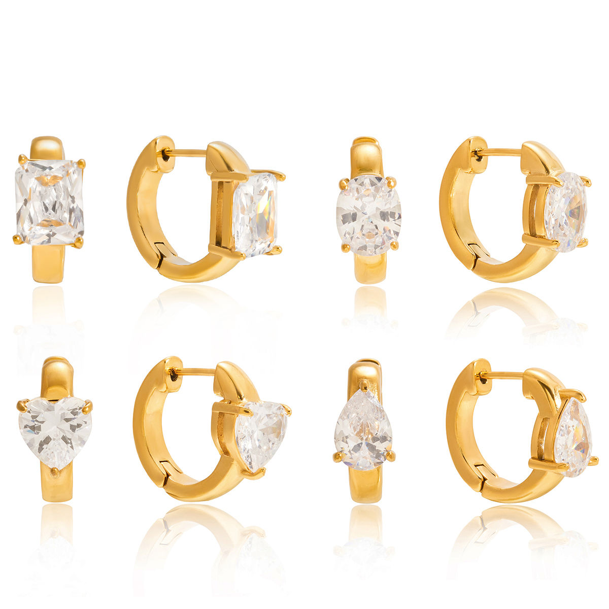 Inlay Droplet Shaped Crystal 18K Gold Color PlatedEarring