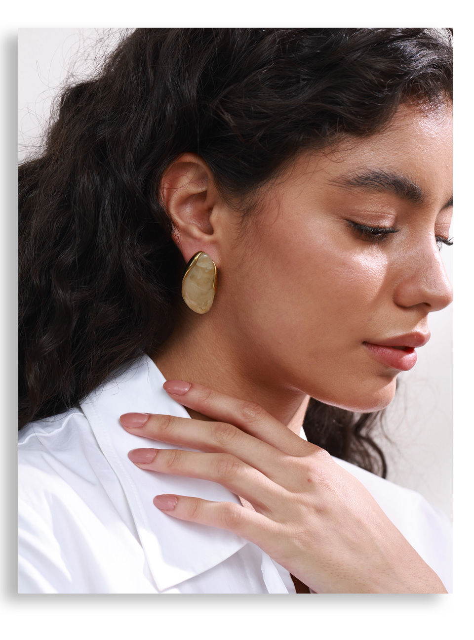oblong Resin Geometric Stud Earrings f