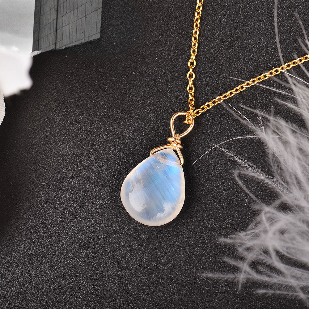 Natural Moonstone  Chain Pendant Necklace