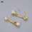 Thumbnail: White Keshi Pearl Yellow Gold Color Plated Stud Earrings