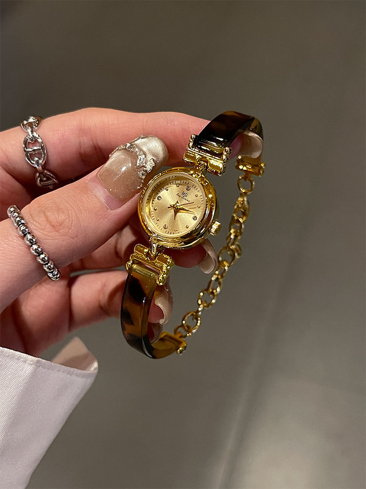 Bee Sister Women's Wristwatch Elegant Tortoiseshell Amber Fashion Vintage Golden