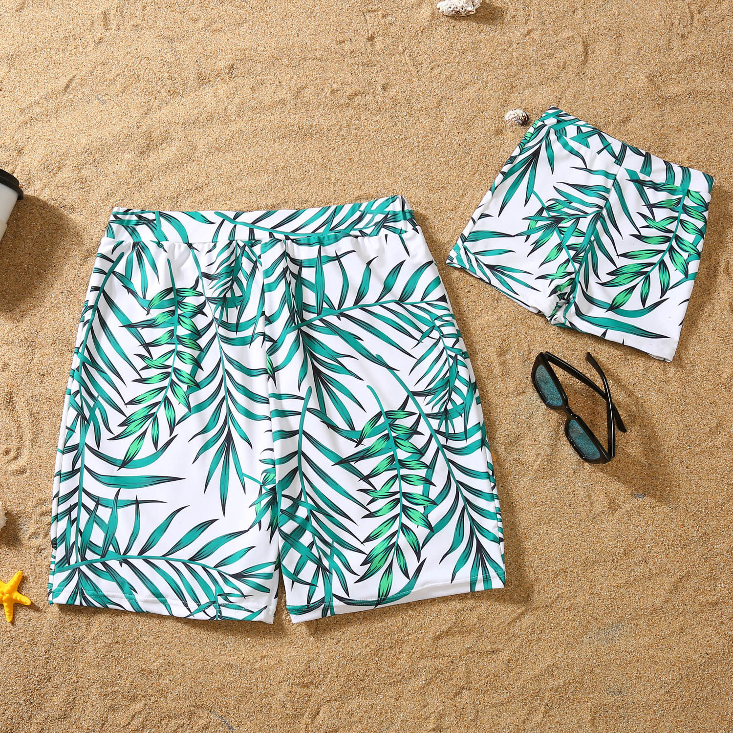 New Family Matching Outfits Leaf Printed Matching Swimsuit Family Look Floral Fu