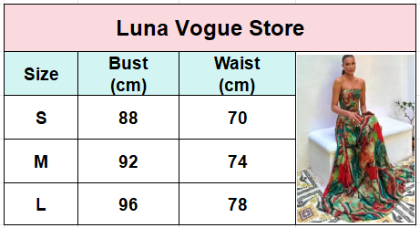 Pleated Waist Strapless Dress Women's New Printed Colorful Long Gown Elegant Fas