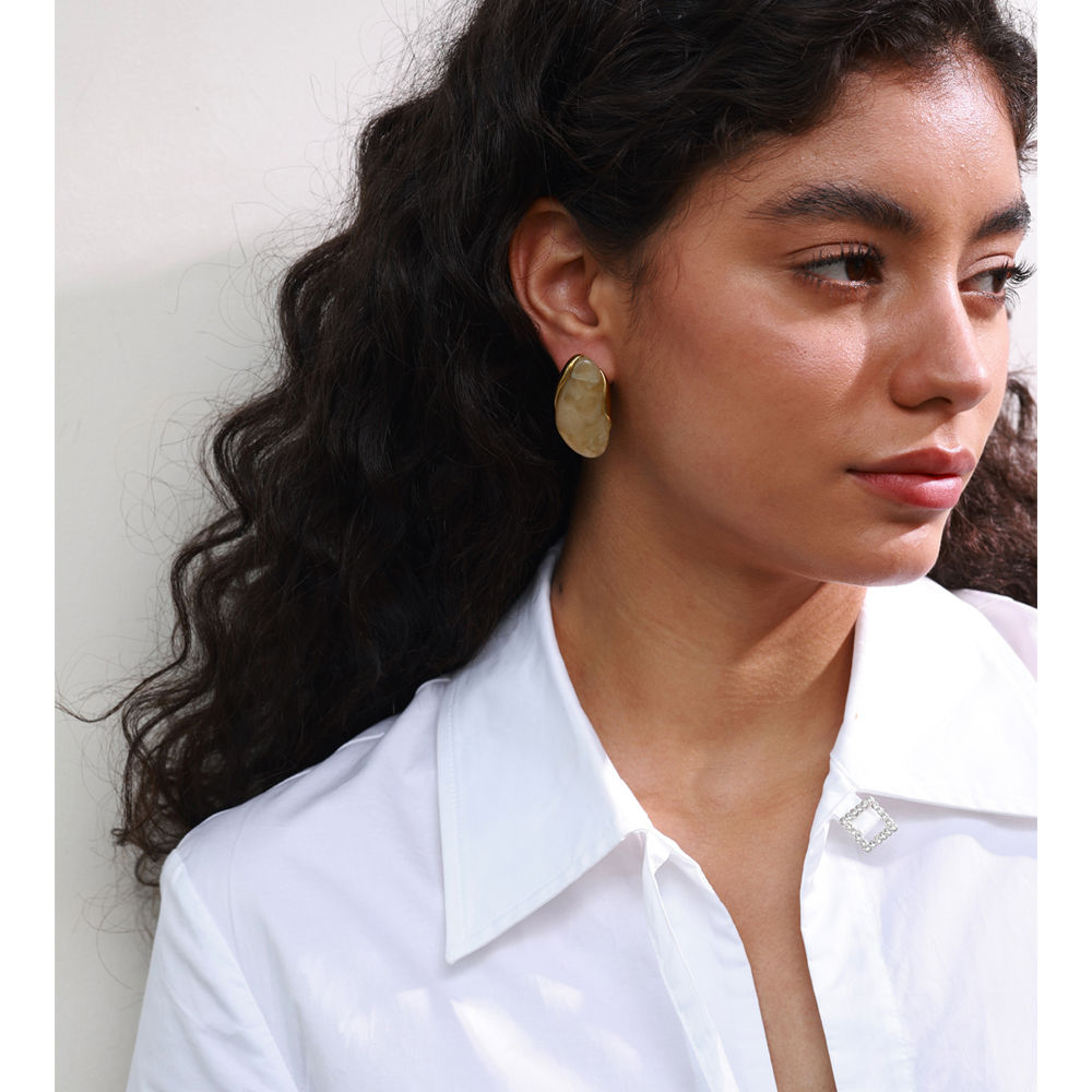 oblong Resin Geometric Stud Earrings f