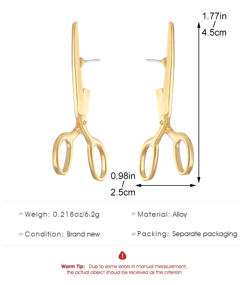 Fashion Creative New Retro Scissors Ear Studs for Women Personalized Women Hip H