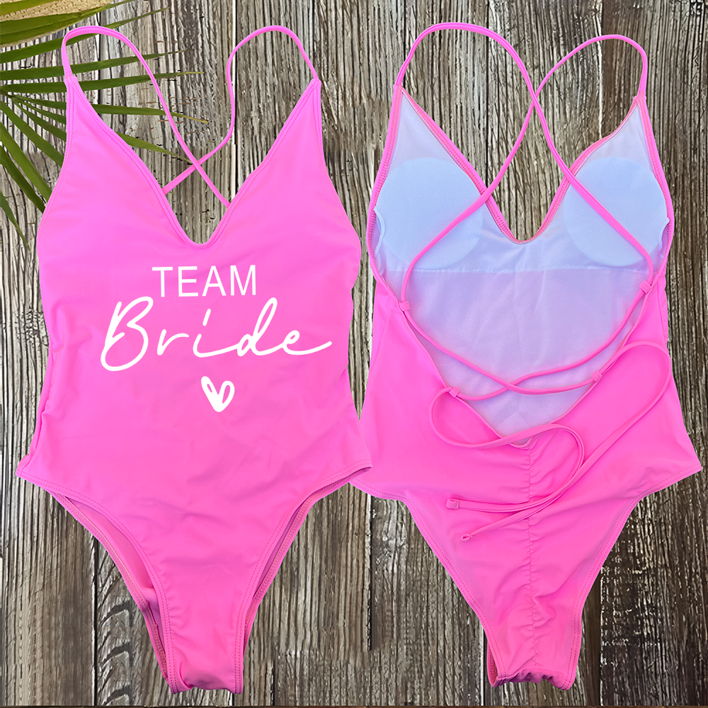 Sexy Padded One Piece Swimsuit Women Team Bride Swimwear Bikini Summer Bathing S