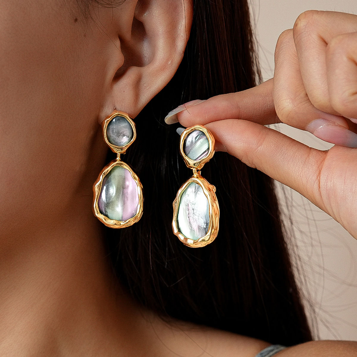 Resin Geometric Dangle Earrings