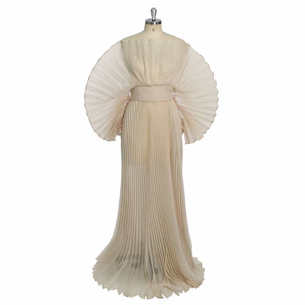 Fashion Organza Pleated Maternity Dress for PhotoShoot Pregnancy White Dress Plu