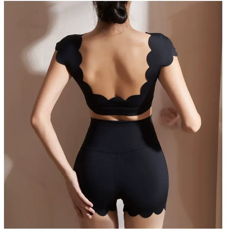 Fashion Short Sleeve Sports Tops for Women Gym Top with Chest Pads Beauty Back P