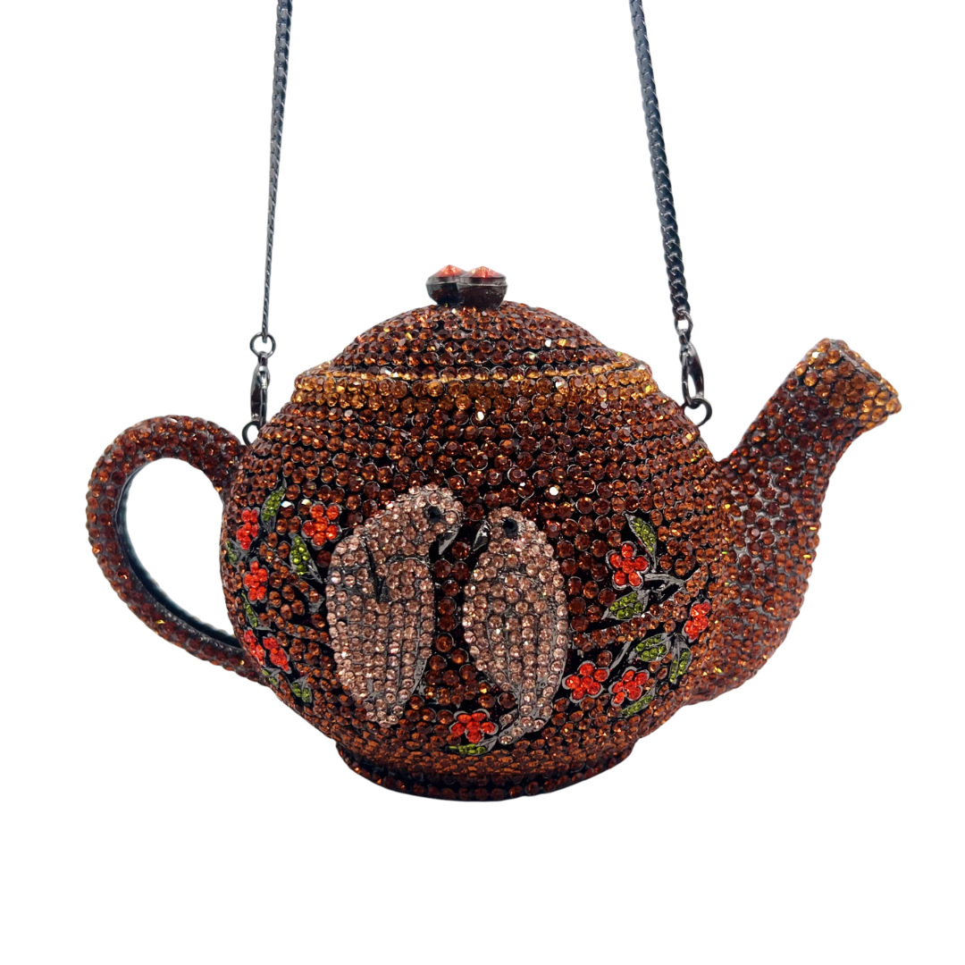 Teapot Shaped Rhinestones Evening Bag
