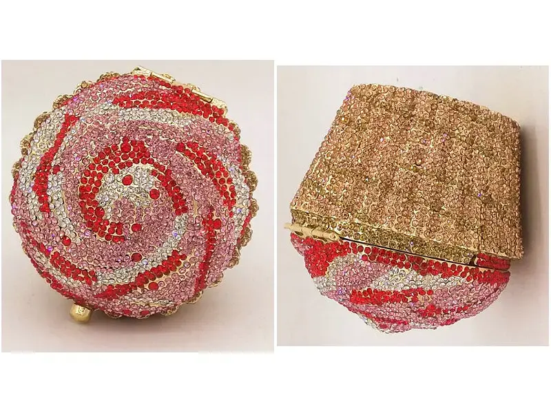 Boutique De FGG Women Mini Cupcake Rhinestone Clutch Purse Crystal Clutch Evenin