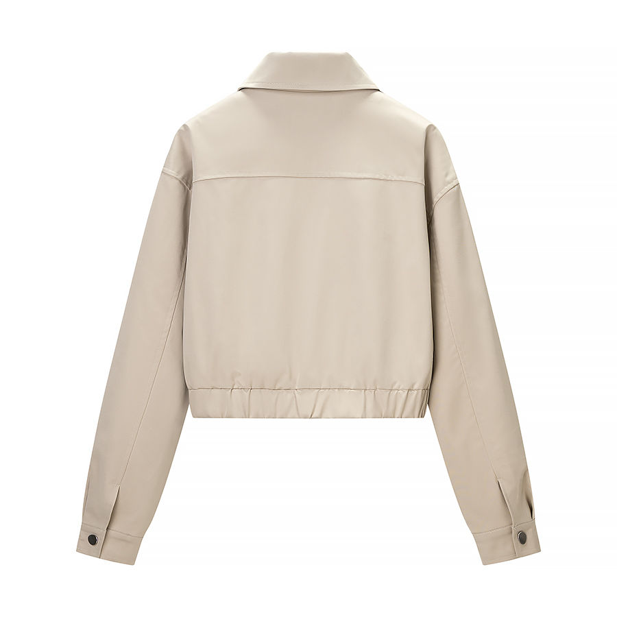 Casual Zipper Jacket Long Sleeve Lapel Short Coat Shorts Sets