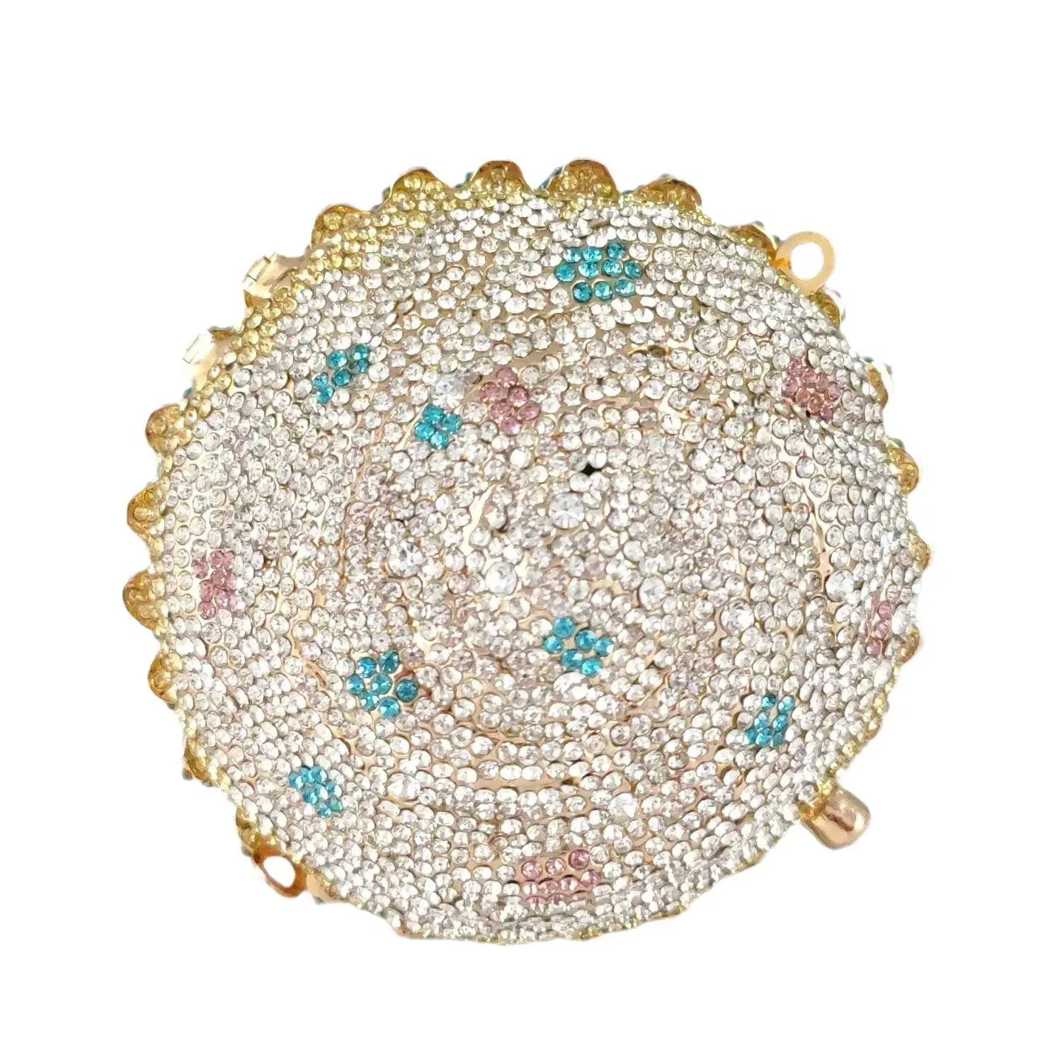 Boutique De FGG Women Blue Cupcake Evening Bag Crystal Clutch Purses Wedding Bri