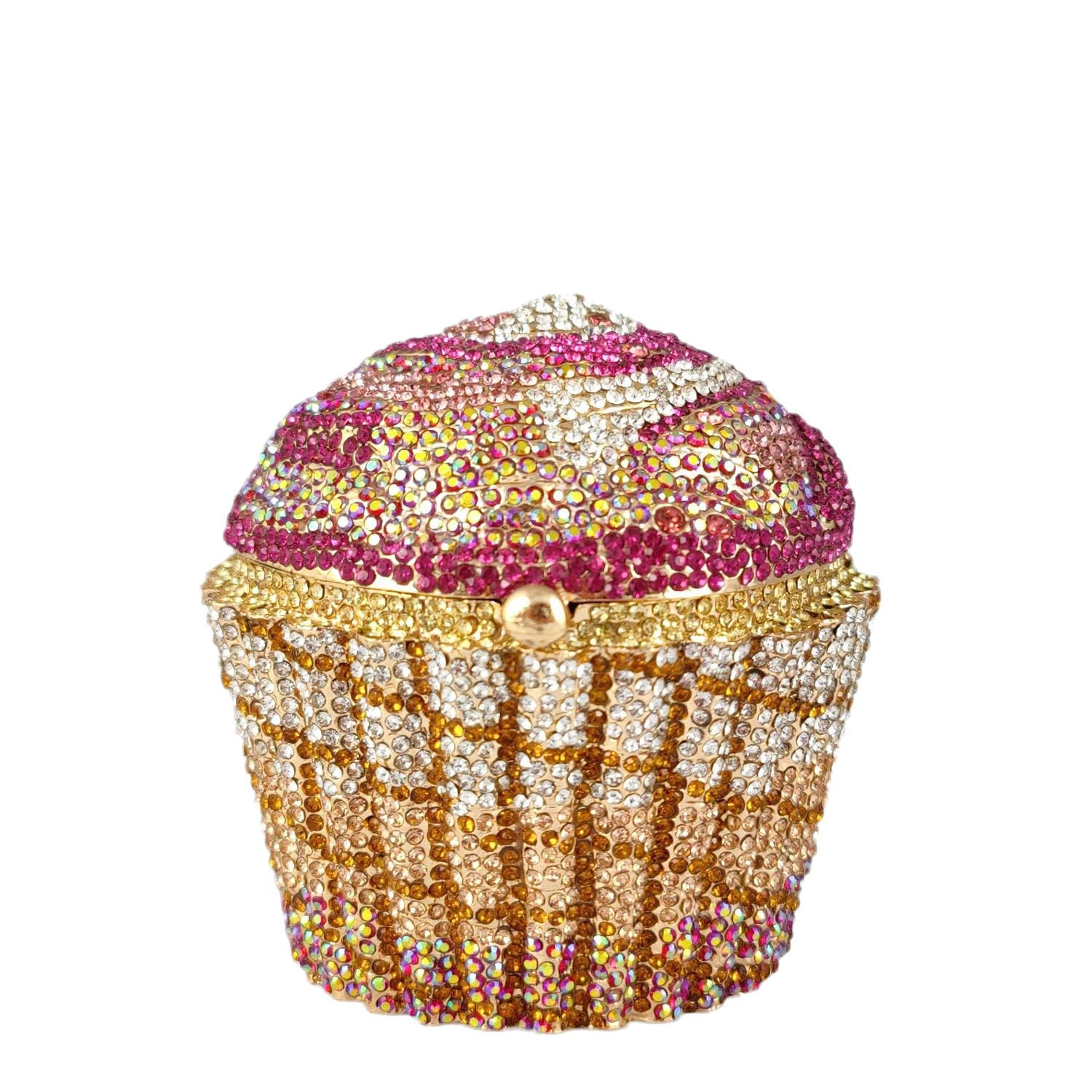 Boutique De FGG Women Mini Cupcake Rhinestone Clutch Purse Crystal Clutch Evenin