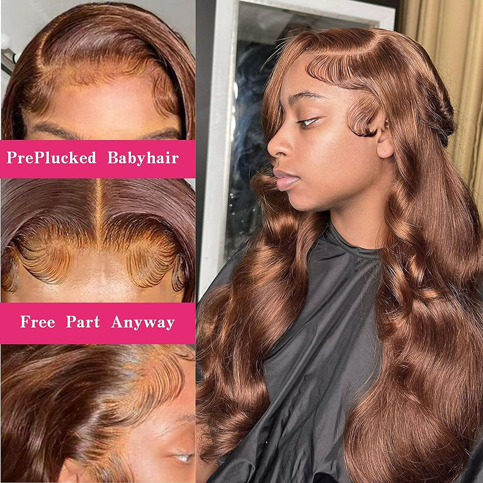 Chocolate Brown Lace Front Wig Human Hair Wigs For Women Transparent Lace Fronta