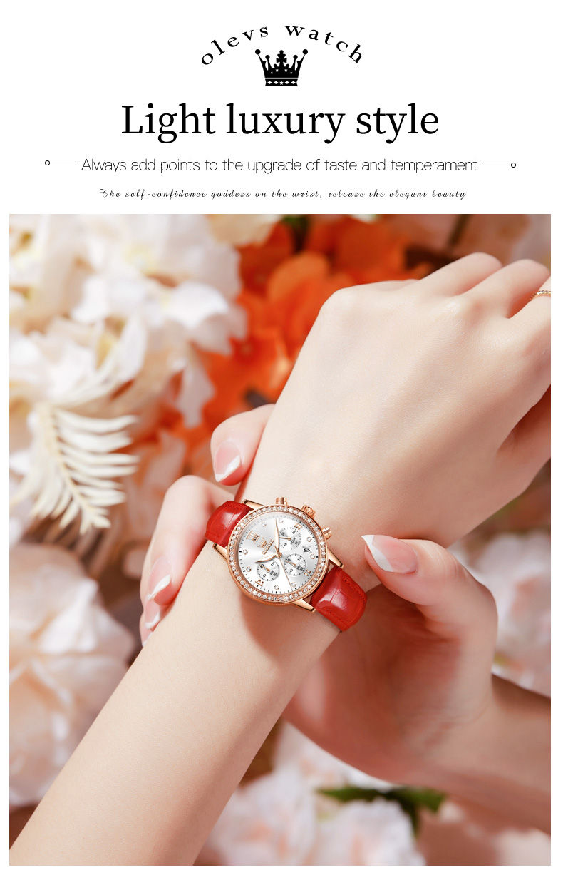 OLEVS 9933 Women' Watches Luxury Brand Diamond Quartz Wristwatch Waterproof Lumi