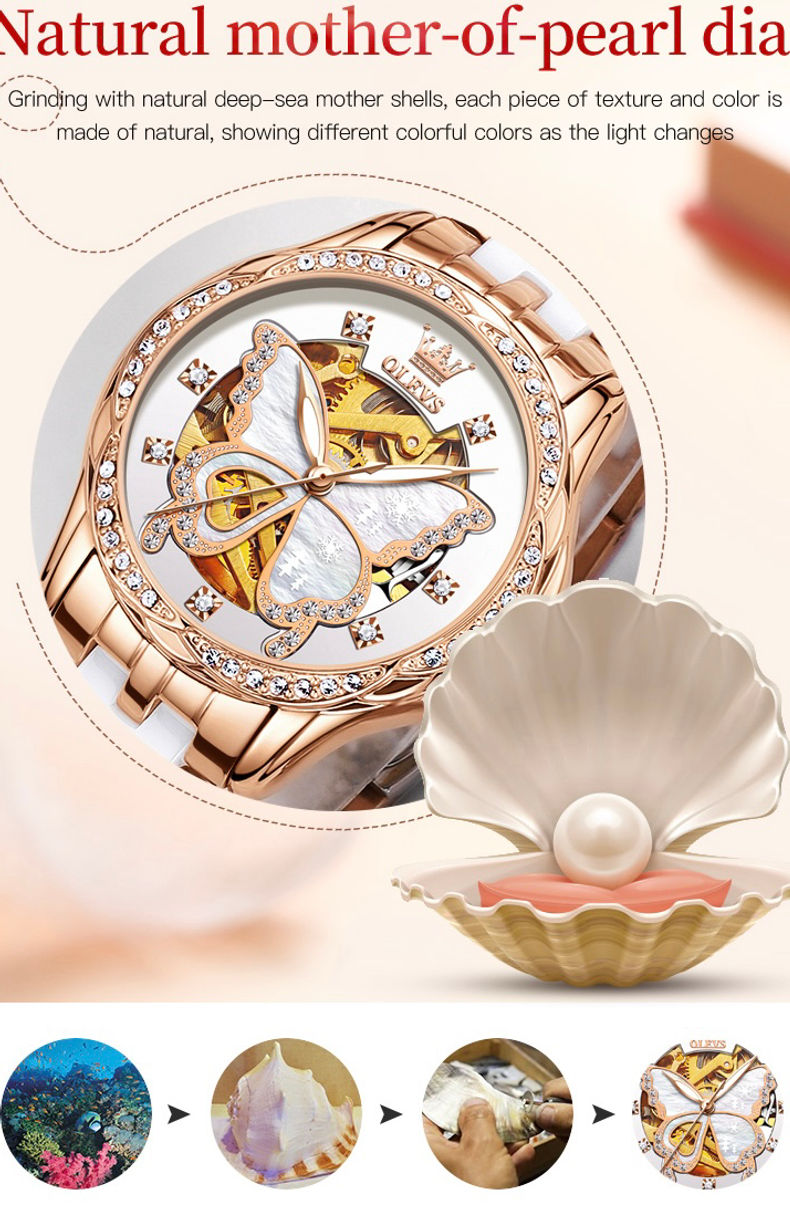 Butterfly Dial Waterproof Mechanical Watch