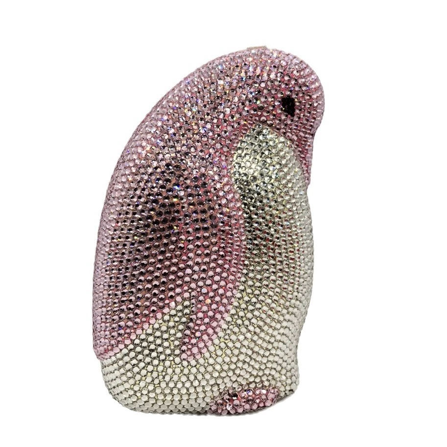 Cute Penguin Shaped Rhinestone Evening Bags Women Luxury Designer Gorgeous Diamo