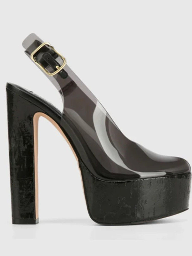 Transparent thick soled high-heeled Cork Sandals