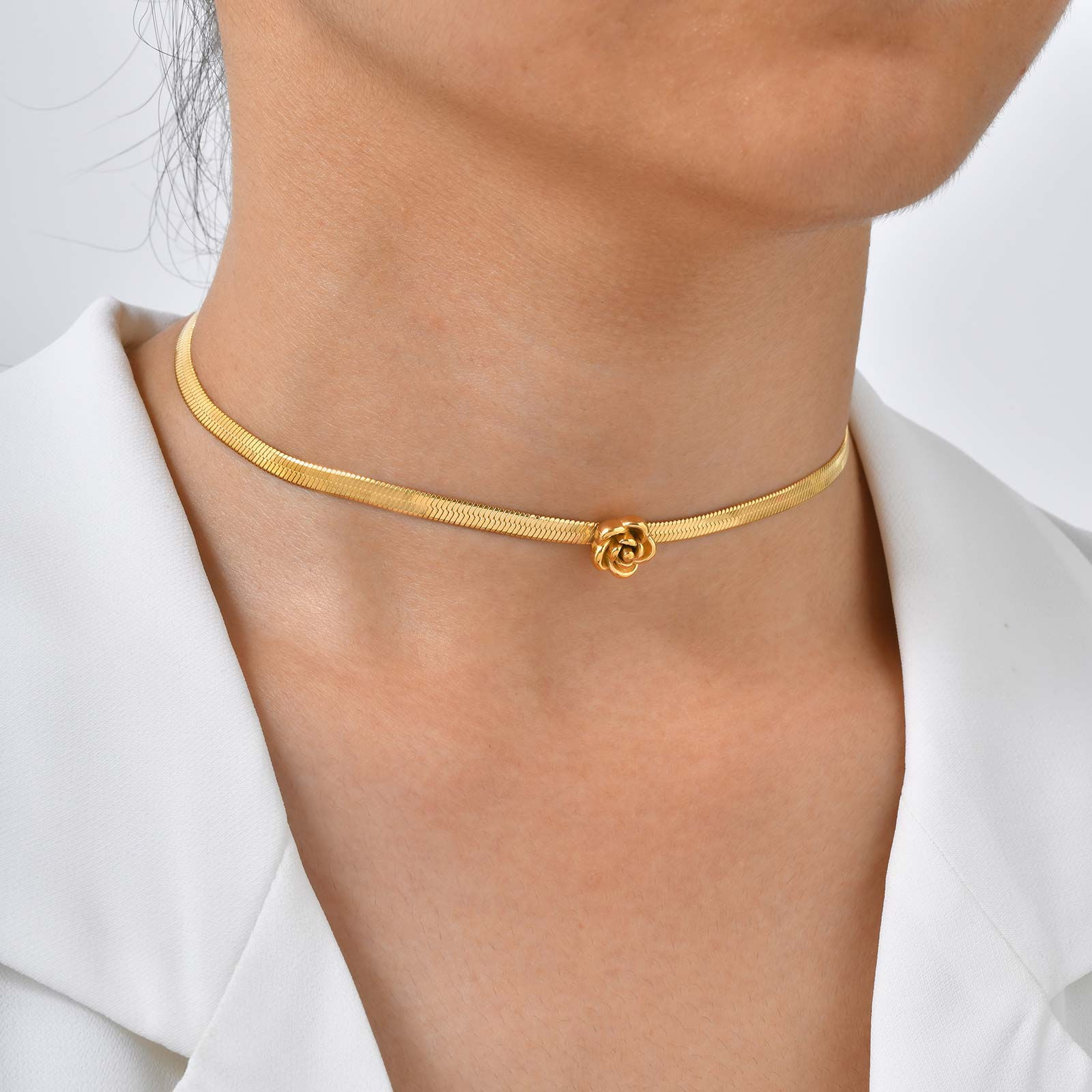 Rose Flower Choker Necklace