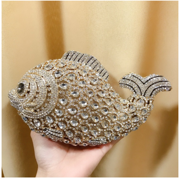 Fish Shape Rhinestones Evening Bag