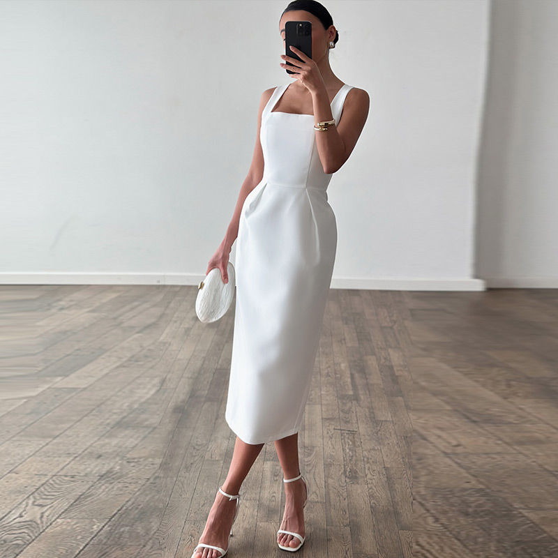 Elegant Solid Shawl Dress Women's Suit Short Sleeve Waist-Closed Slim Lady Set 2