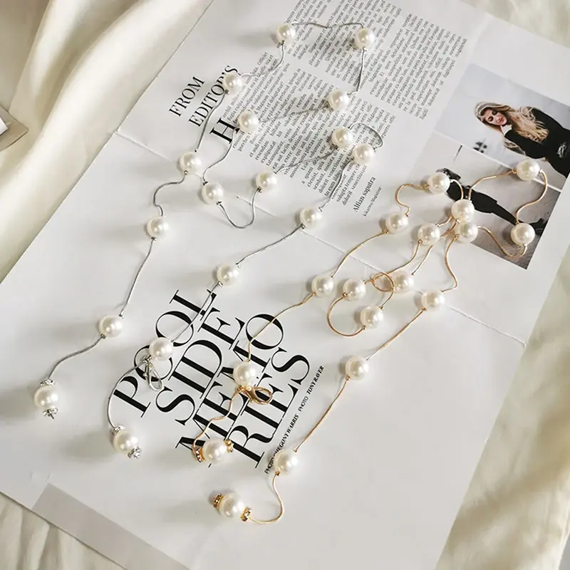 Gold/Silver Adjustable Elegant Pearl Women's Belt