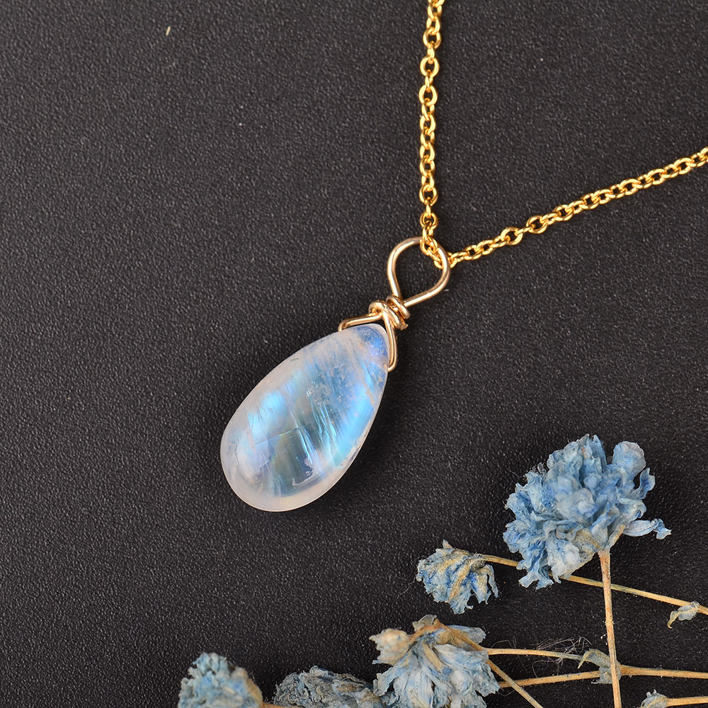 Natural Moonstone Chain Pendant Necklace