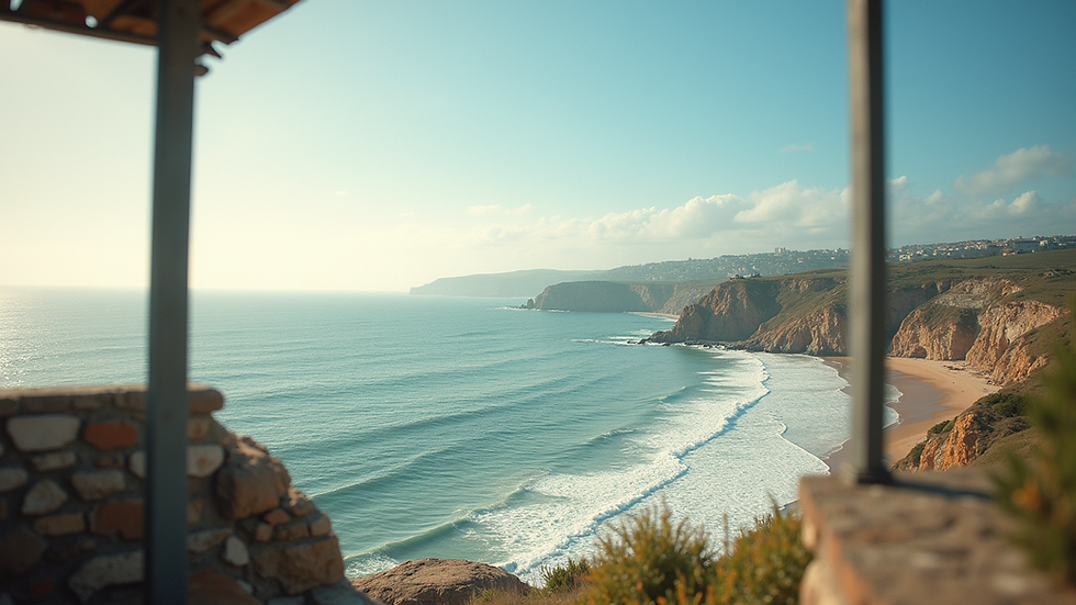 Close-up de uma varanda com vista para o mar na Ericeira