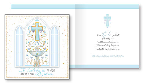 Baptism Greetings Card - Baby Boy | HESSLE BOOKSHOP