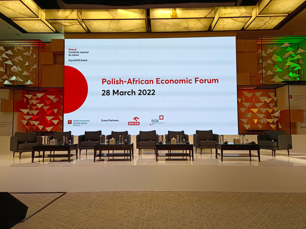 A conference event stage setup 