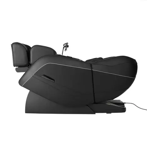 Feellax Massagesessel in Schwarz mit Zero-Gravity-Liegeposition im Wohnraum.