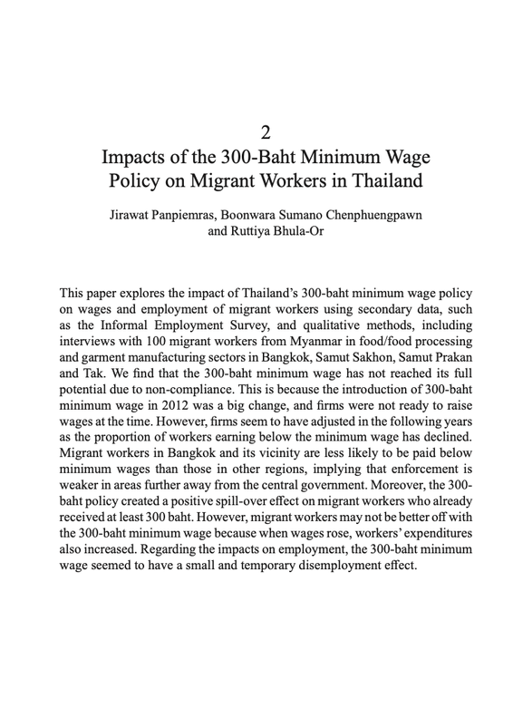 Impacts of the 300 baht minimum wage policy on migrant workers in Thailand