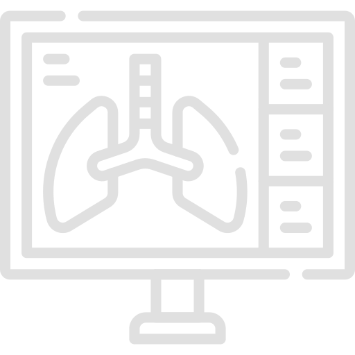 X-ray monitor displaying human lungs. Medical examination for respiratory health.