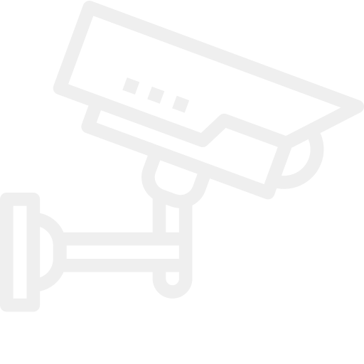 White security camera icon on black background, surveillance technology, Anotag.ai