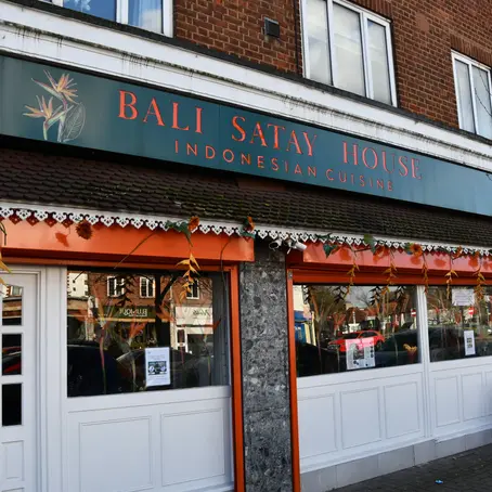 Exterior of Bali Satay House, a family-run Indonesian restaurant located in Barnet, North London