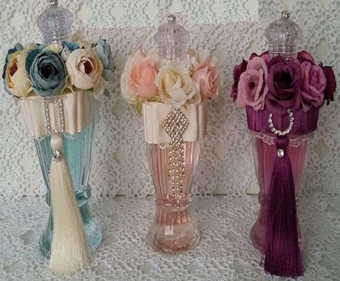 Çiçekli Büyük Kolonya Şişesi