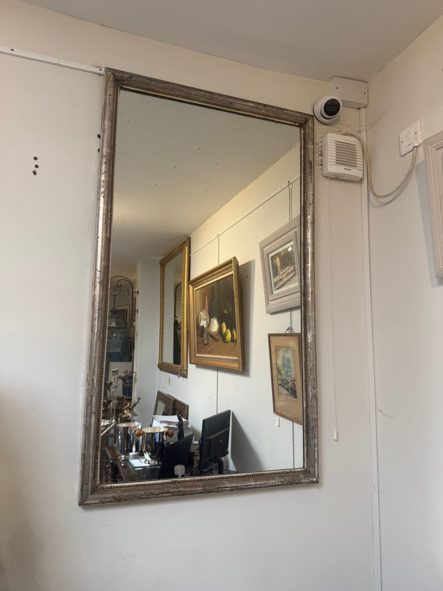 French silver gilt mirror