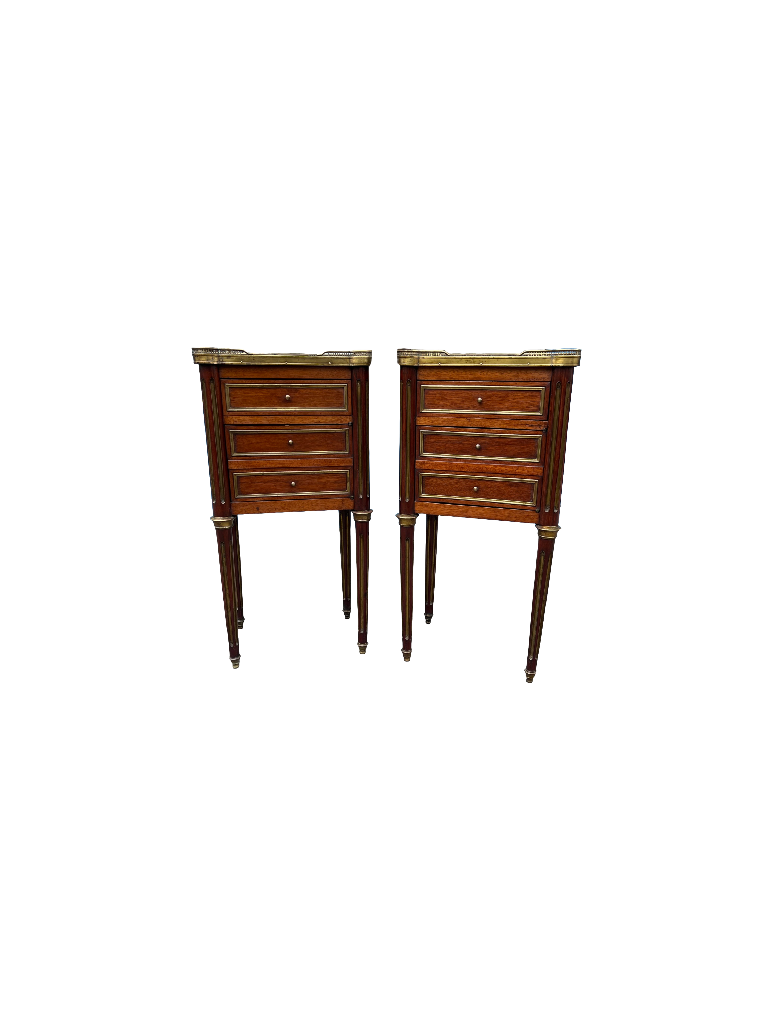 Louis XVI style mahogany bedside cabinets
