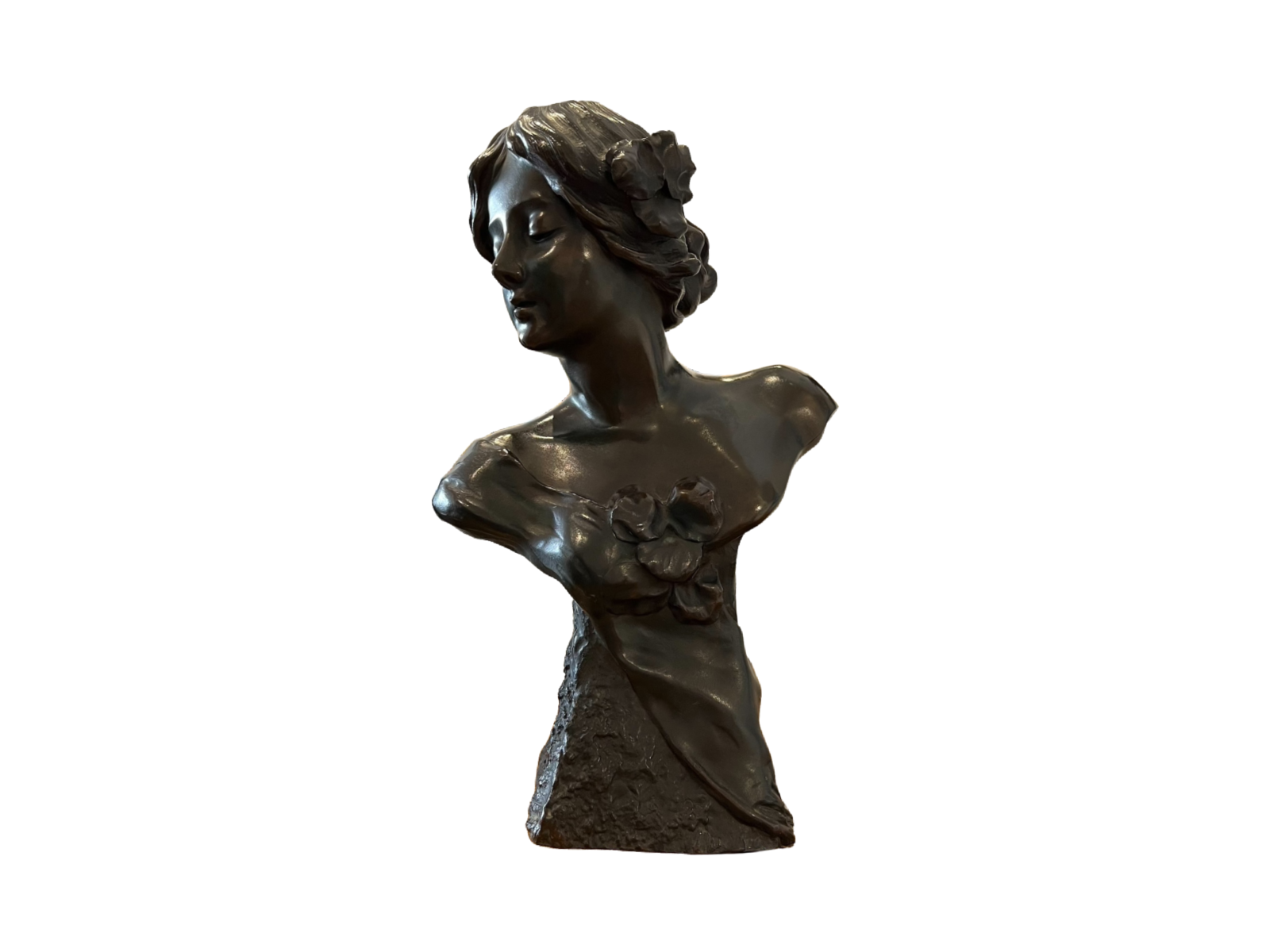 Art nouveau bronze bust of lady