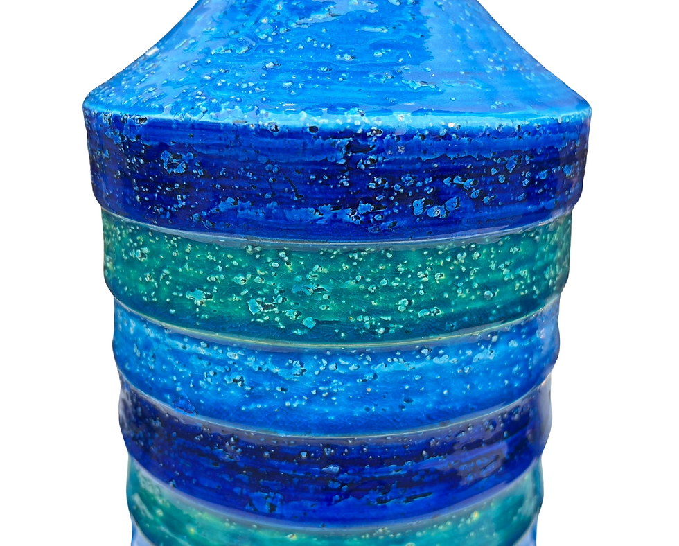 Thumbnail: Pair of mid-century blue pottery lamps