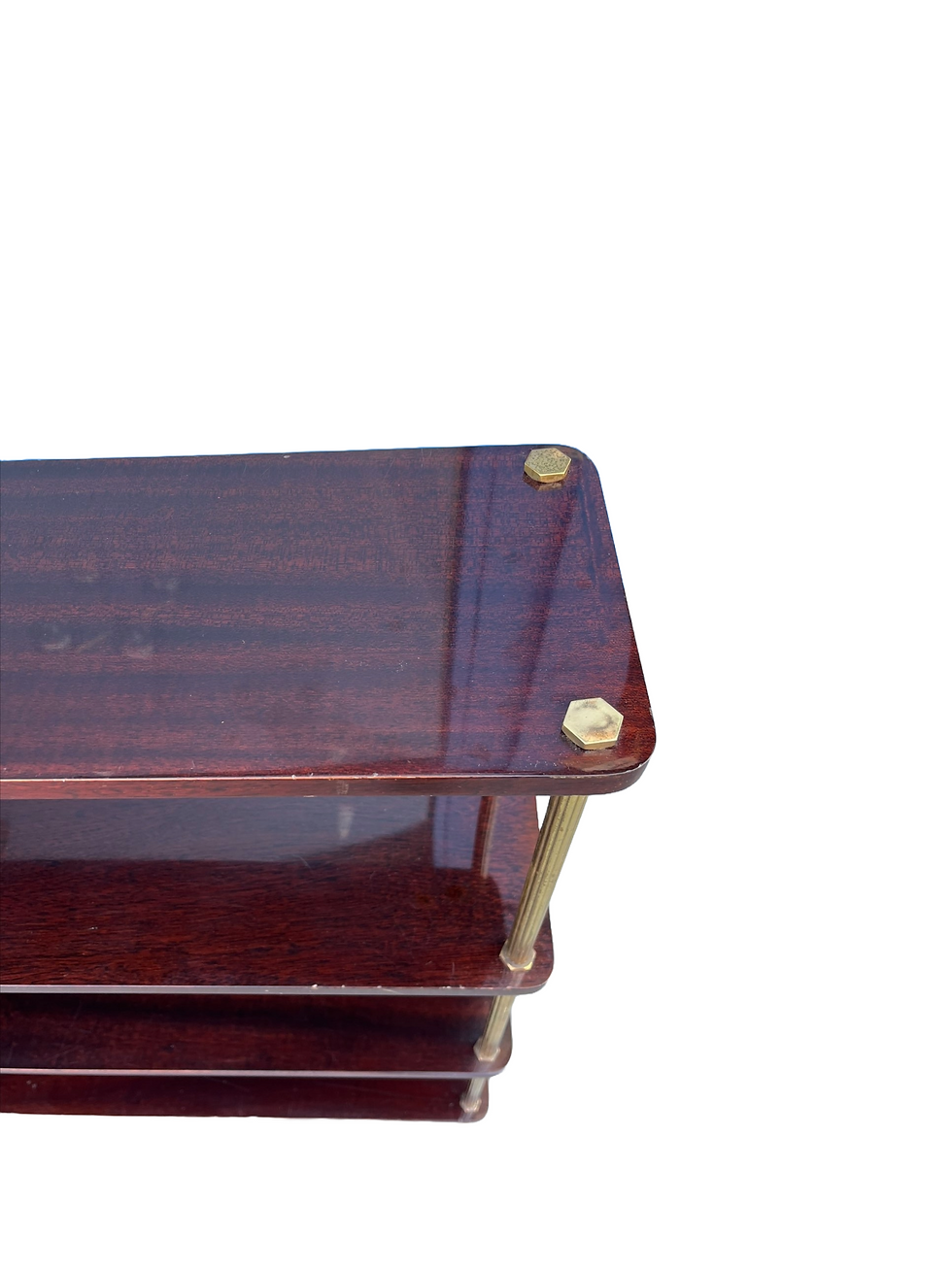 Thumbnail: Pair of mahogany and brass etageres / bookshelves