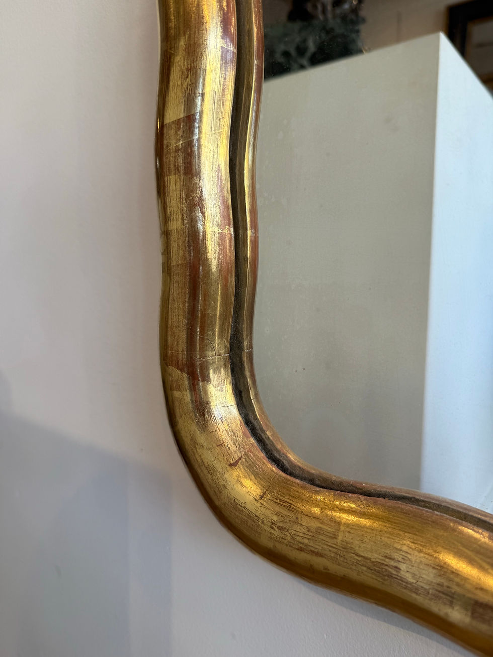 Thumbnail: Large French wavy edge gilt mirror