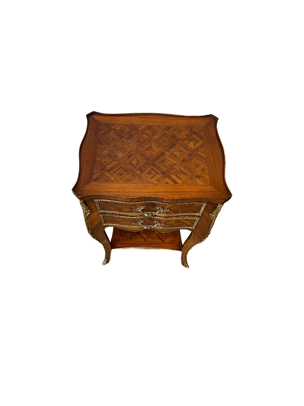 Thumbnail: Pair of French marquetry bedside cabinets