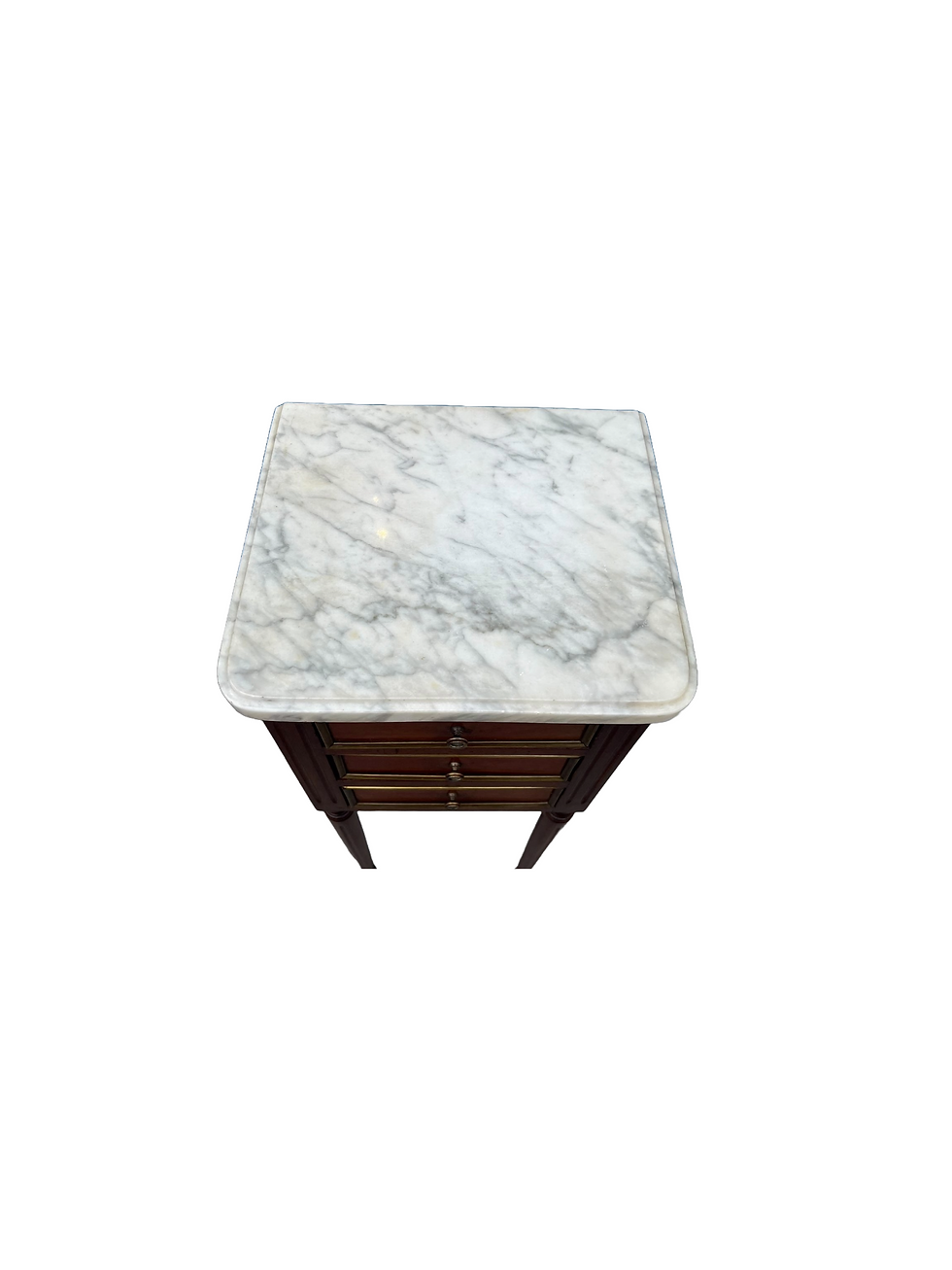 Thumbnail: Petite pair of Louis XVI style mahogany bedside tables