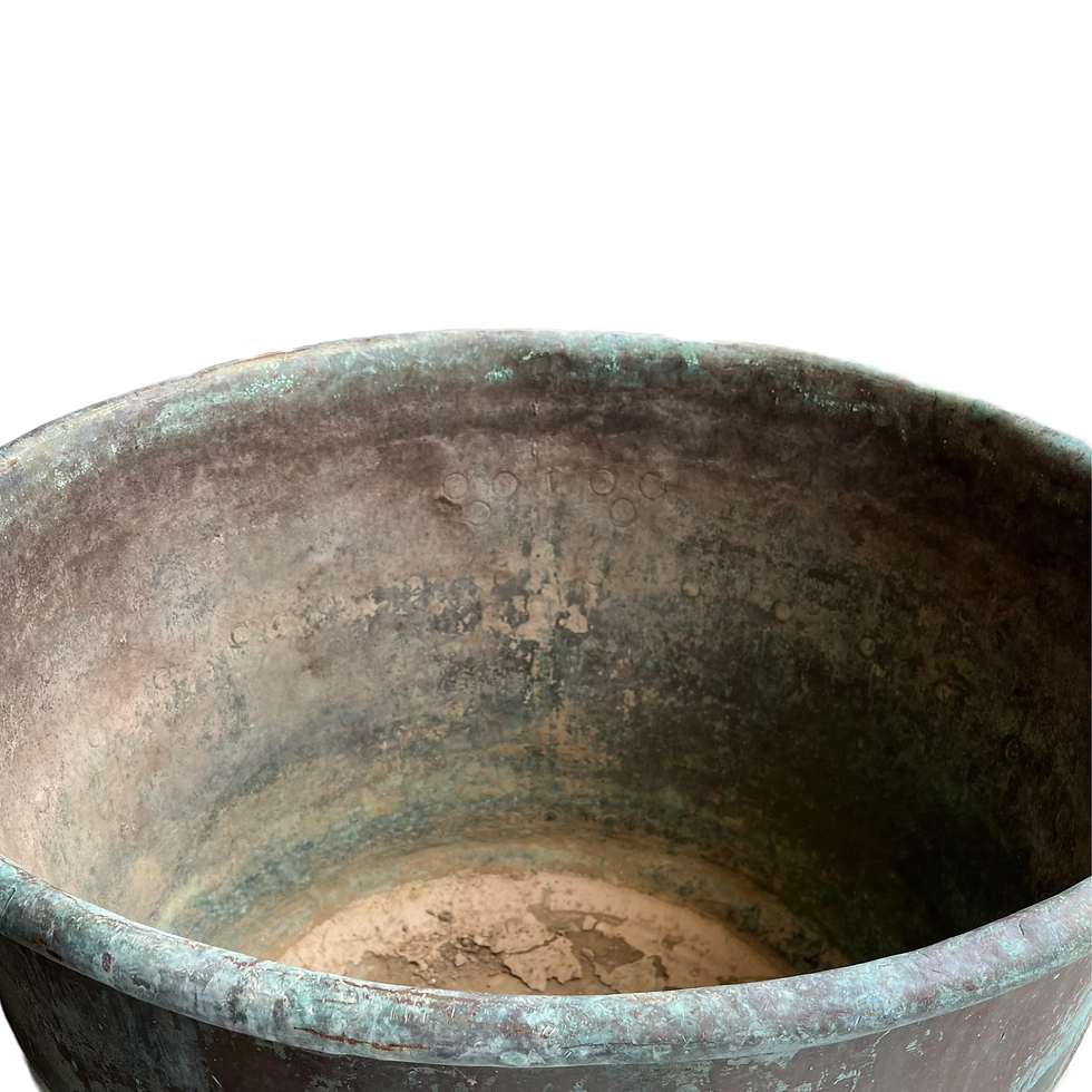 Thumbnail: Verdigris riveted copper cheese making pot