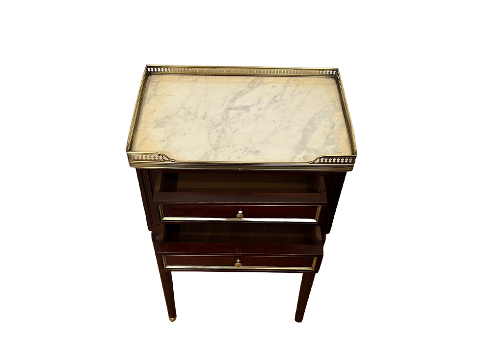 Thumbnail: Pair of Louis XVI style mahogany bedside tables