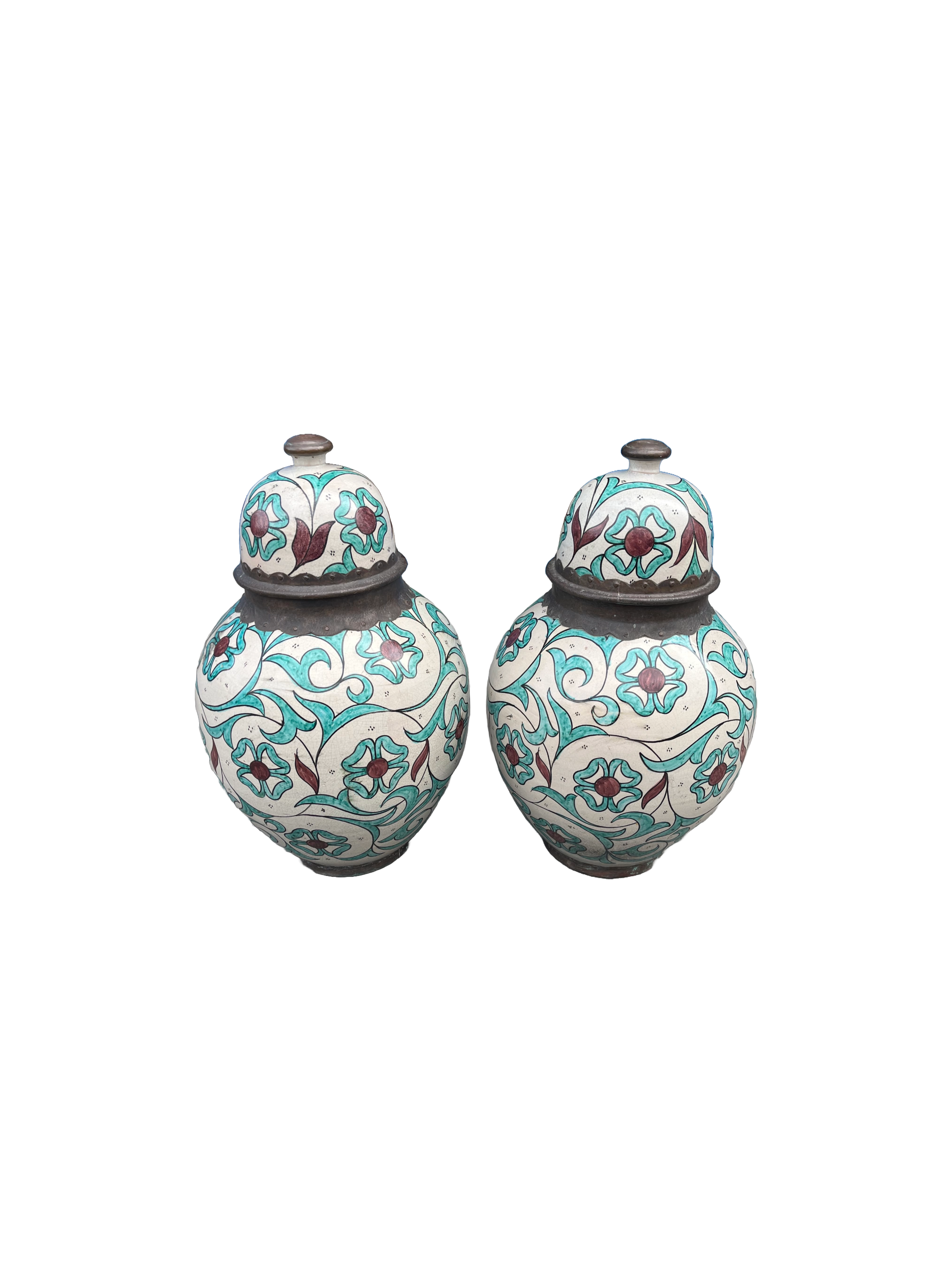 Large pair of Iznik style vases